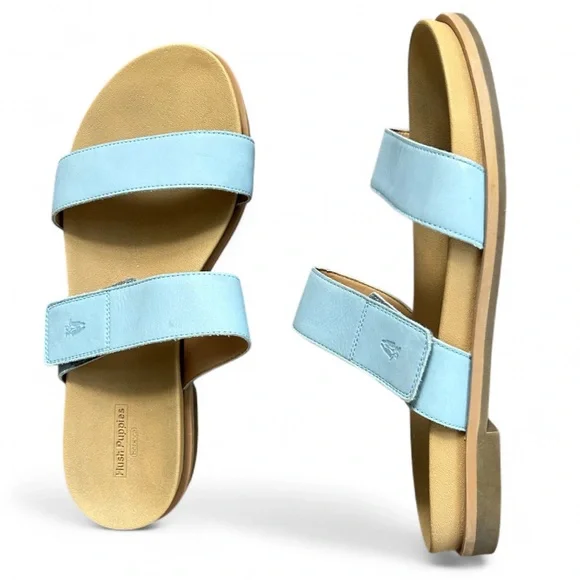 HUSH PUPPIES Powder Blue Adjustable Strap Comfort Sandals Coastal | Size 11 Wide - Picture 1 of 11